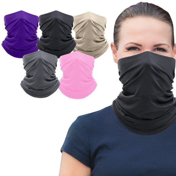 5-Pack: Washable And Reusable Moisture-Wicking Face Mask Bandana & Neck Gaiter - Picture 2 of 5
